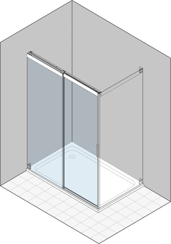 Paroi coulissante Duka Acqua 5000 new Couleur acier inoxydable Verre clair ProCare avec s&eacute;rigraphie blanche au-dessus image number 0