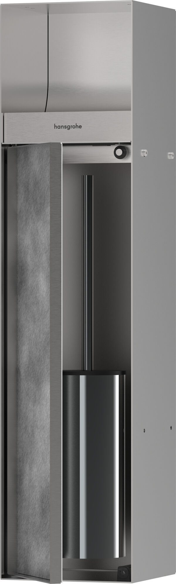 Niche murale porte-balai de toilette Hansgrohe XtraStoris Rock Acier inoxydable bross&eacute; image number 0