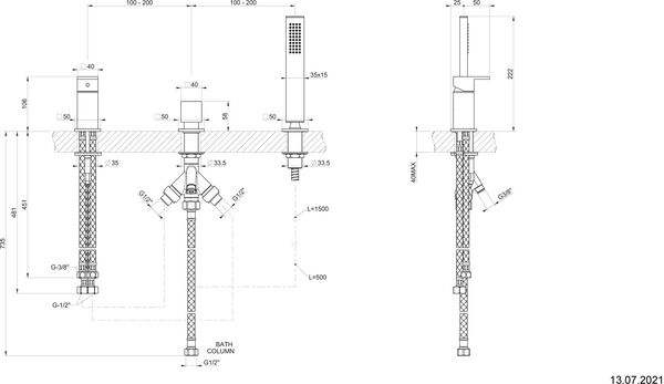 Garniture de remplissage Gessi Rettangolo 3-trous Finox image number 1