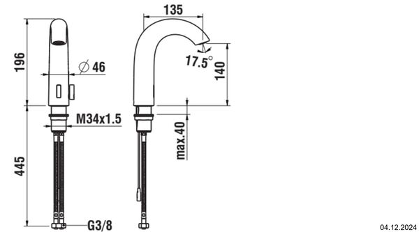 Waschtischsteuerung Laufen Curvetronic Titanschwarz&nbsp;matt PVD image number 1