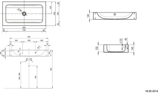 Waschtisch Schmidlin Contura 85 x 45 cm Weiss image number 1