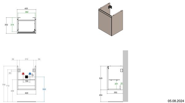 Meuble sous-lavabo Alterna calea plus Gris ombra image number 1