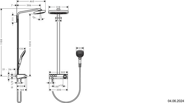 Showerpipe Hansgrohe Raindance Select E 300 Verchromt image number 1