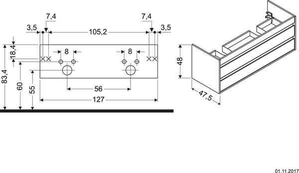 Waschtischm&ouml;bel Duravit Ketho Basalt matt image number 1