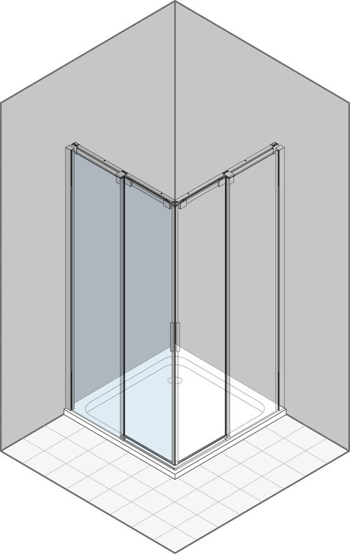 Paroi diagonale Duka Acqua 5000 new couleur acier inoxydable Verre clair, sérigraphie blanche au-dessus