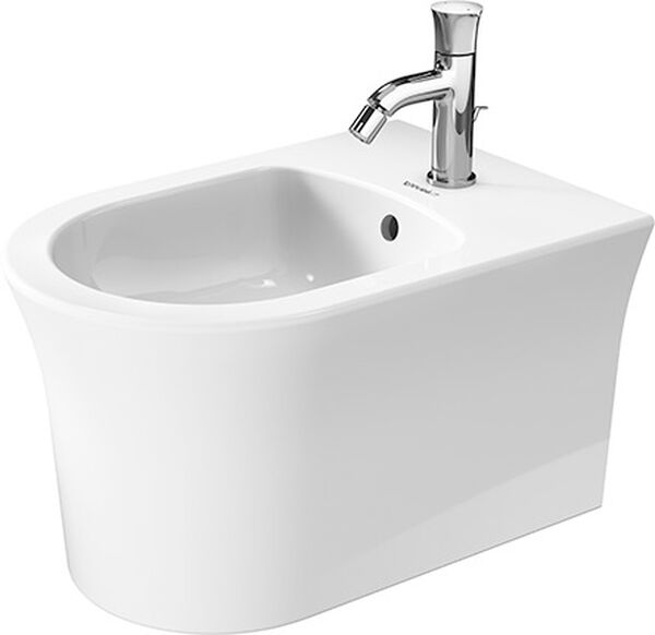 Wand-Bidet Duravit White Tulip Ausladung 54 cm, Armaturenloch mit Überlauf Ablaufventil mit image number 0