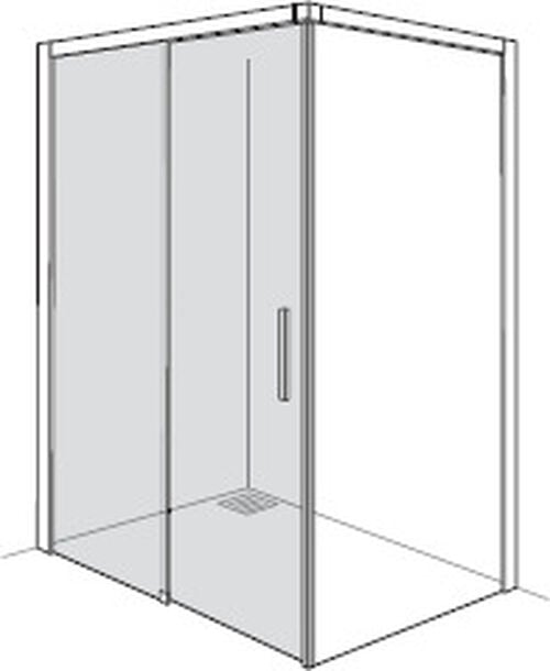 Porta scorrevole Alterna liva Argento lucidissimo Vetro trasparente CareTec Pro