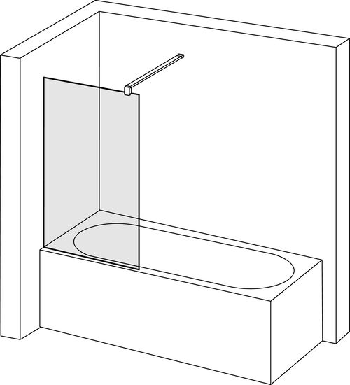 Paroi lat&eacute;rale &agrave; pose libre Alterna lin.3 Chrom&eacute; Verre clair CareTec Pro