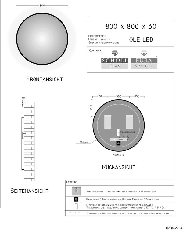 Lichtspiegel Euraspiegel Ole LED schwarz image number 1