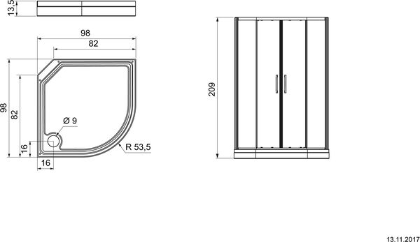 Komplettdusche Duscholux Cabinet Round (Optima C) silbereloxiert Echtglas klar image number 1