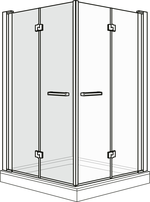 Porte tournante pliante Duscholux Optima 6 Noir mat Verre clair CareTec Pro image number 0
