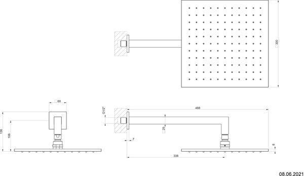 Pomme de douche avec effet pluie Emporio &frac12;" Noir mat image number 1