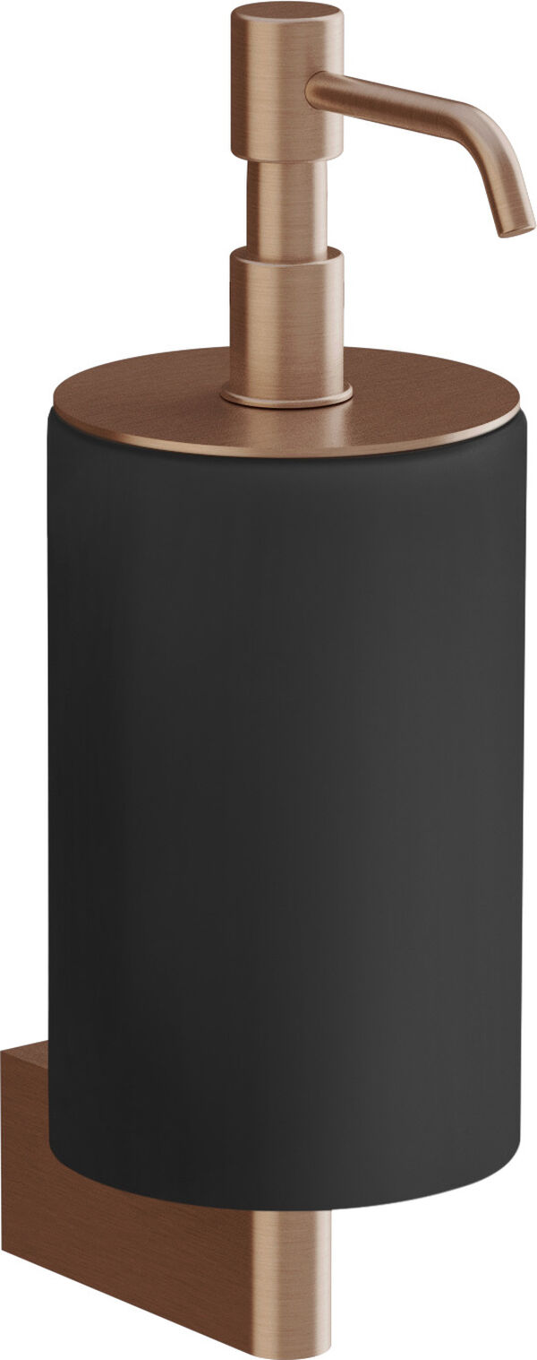 Distributore di sapone Gessi Habito, recipiente in corian nero opaco, modello a parete image number 0