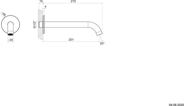 Goulot Gessi 316, &frac12;" Steel brushed Flessa image number 1