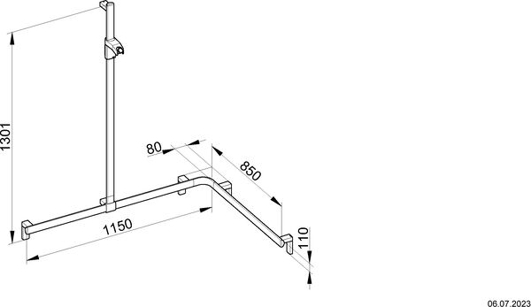 Barre de douche avec barre d'appui Keuco Collection Axess Noir mat Curseur de douche noir mat image number 1