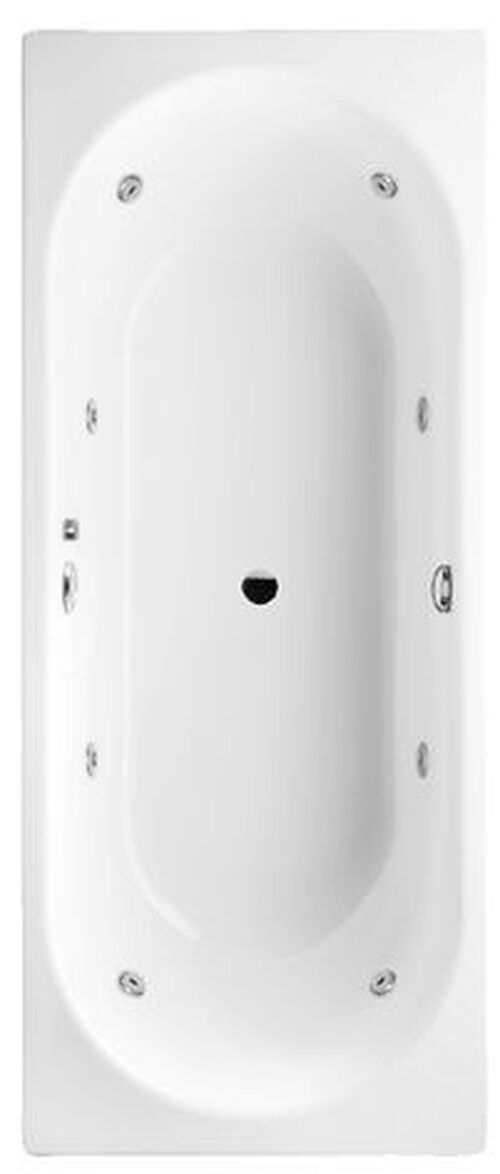 Baignoire Whirlpool Schmidlin Duett syst&egrave;me Jet Blanc Cleaneffekt Buses et vidage chrom&eacute;s