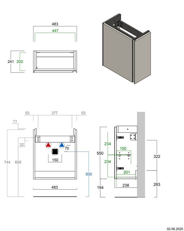 Meuble sous-lavabo Alterna elena guest S Walnut predazzo image number 1