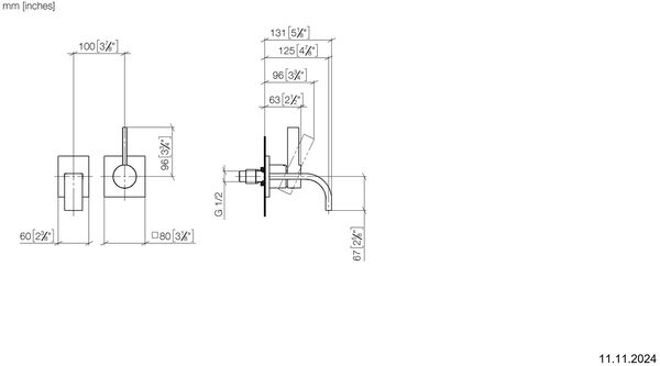 Wandmischer-Endmontageset Dornbracht Mem messing gebürstet mit Luftsprudler image number 1