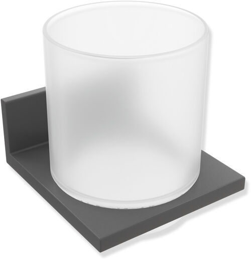Glasbecher mit Halter Hewi 900Q Dunkelgrau Pulverbeschichtet