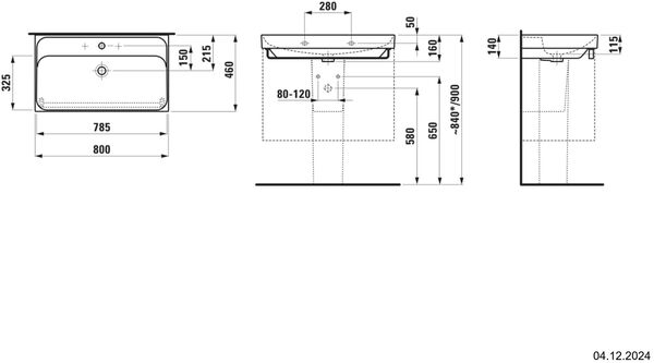 Waschtisch Laufen Meda 80 x 46 cm Schwarz matt image number 1