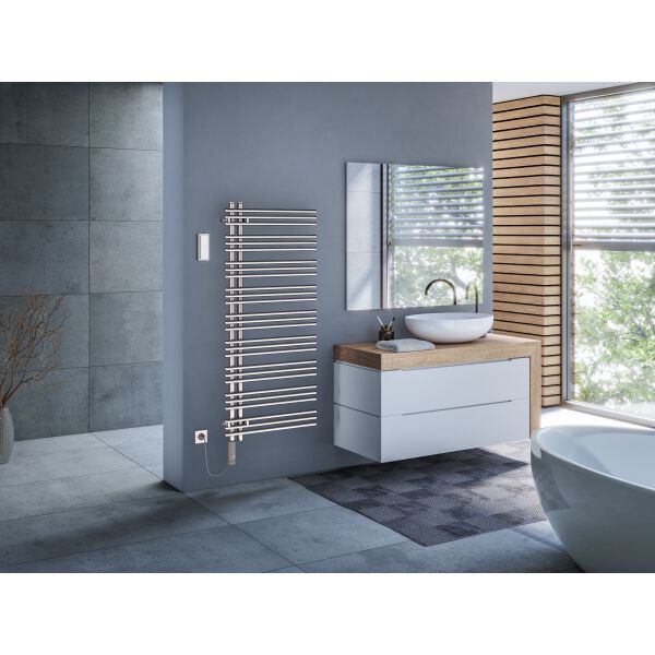 Radiateur de bain Zehnder Yucca Asym Chrom&eacute; R&eacute;sistance &eacute;lectrique &agrave; gauche image number 1