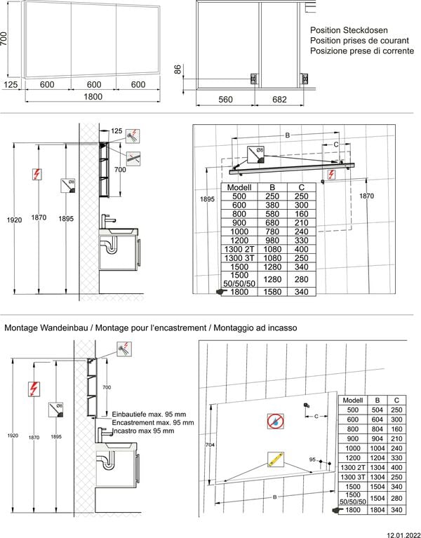 Spiegelschrank Alterna quattro luci LED Weiss image number 1