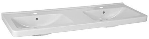 Lavabo doppio Alterna cubito, 130 x 48,5 cm, con 2 fori per rubinetteria, con troppopieno image number 0