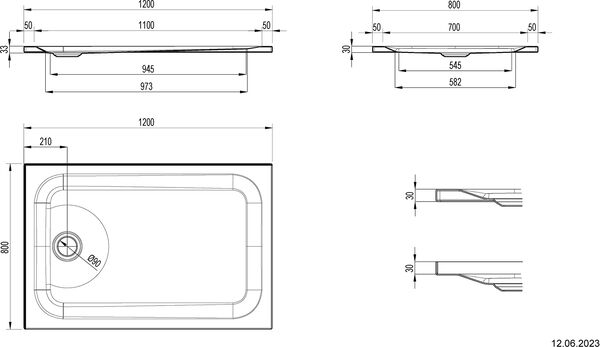 Duschenwanne Schmidlin Zargen 120 x 80 cm Weiss matt image number 1