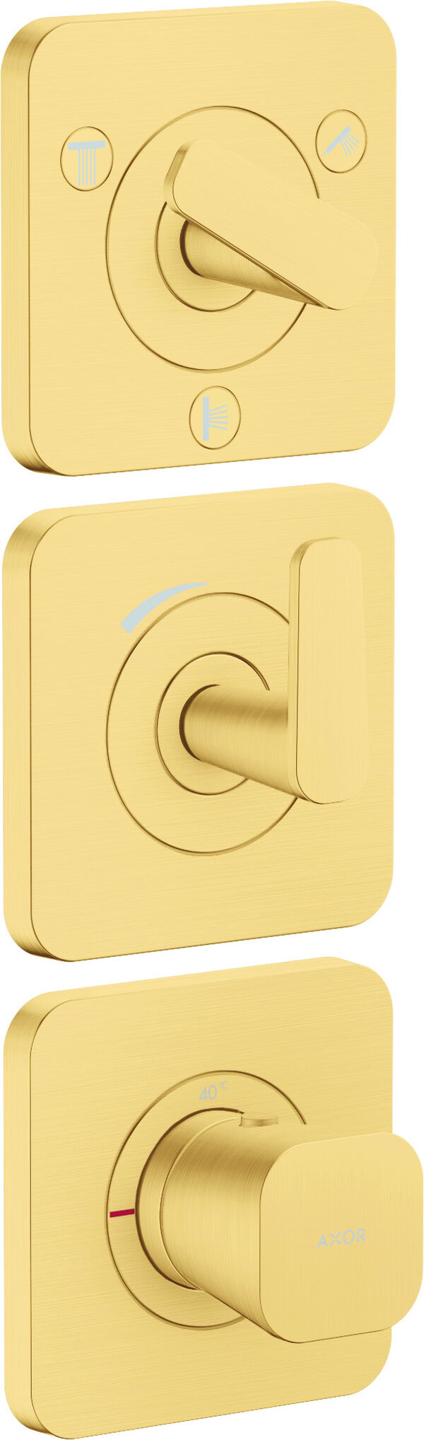Sistema da doccia Axor Citterio C, con 3 rosette, 120 x 120 mm, 3 utenze, valore di flusso uscita image number 0