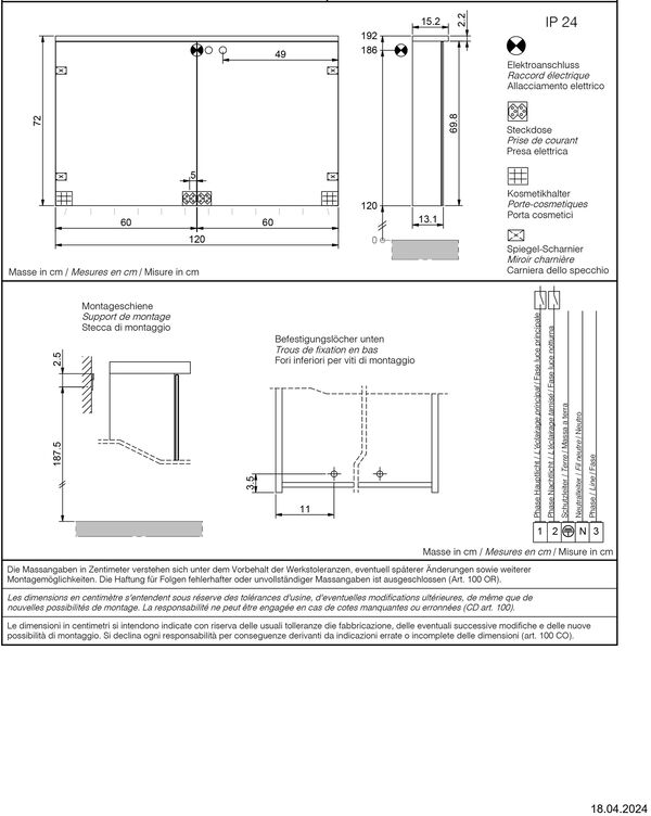 Spiegelschrank Sidler Essenza LED TW weiss Lichtfarbe stufenlos verstellbar 2000-6500 K image number 1