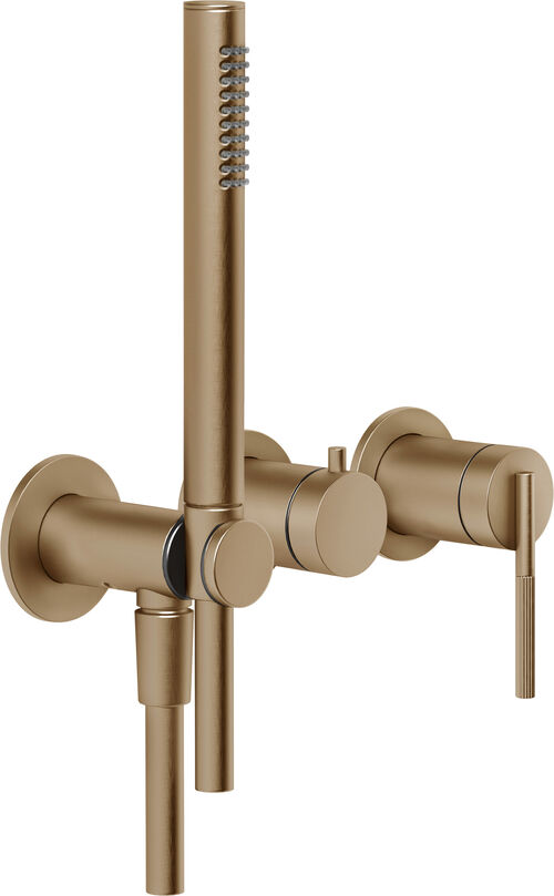 Miscelatore a parete-set di montaggio finale Gessi Ingranaggio warm Steel brushed