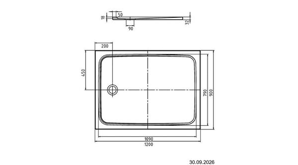 Receveur de douche Kaldewei Cayonoplan 90 x 120 cm Blanc Standard image number 3