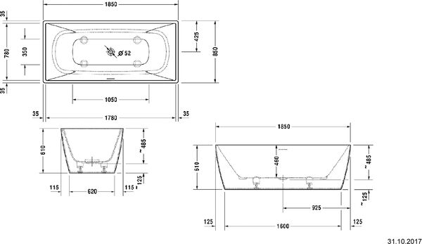Badewanne Duravit Durasquare, freistehend weiss matt image number 1