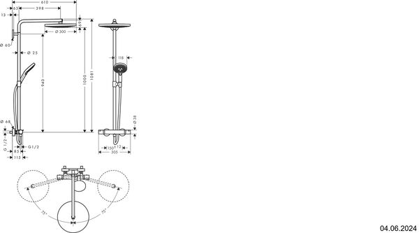 Showerpipe Hansgrohe Raindance Select S verchromt image number 1
