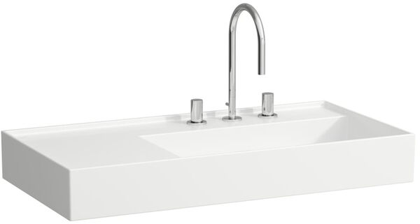 Lavabo Laufen Kartell 90 x 46 cm, con 3 fori per rubinetteria, ripiano a sinistra, senza troppopieno image number 0