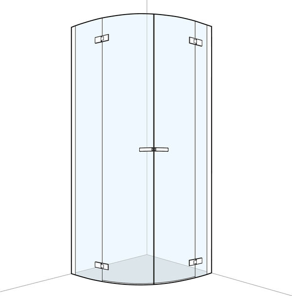 Eckeinstieg Koralle S600 Plus Viertelkreis Verchromt Echtglas klar image number 0
