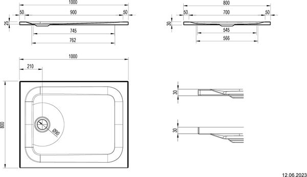Receveur de douche Schmidlin avec rebords 100 x 80 cm Blanc Cleaneffekt Fond antid&eacute;rapant Antigliss Pro image number 1