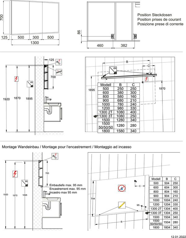 Armoire de toilette Alterna quattro luci LED blanc image number 1