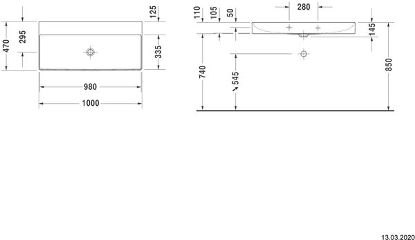 Waschtisch Duravit DuraSquare 100 x 47 cm Weiss image number 1