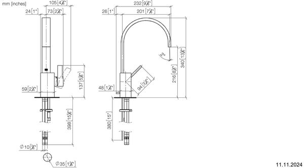 Einlochmischer Dornbracht Mem verchromt mit Luftsprudler image number 1