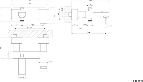 Bademischer Gessi Rettangolo verchromt image number 1