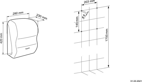 Distributeur d'essuie-mains Hygolet Hygomech Autocut Blanc image number 1