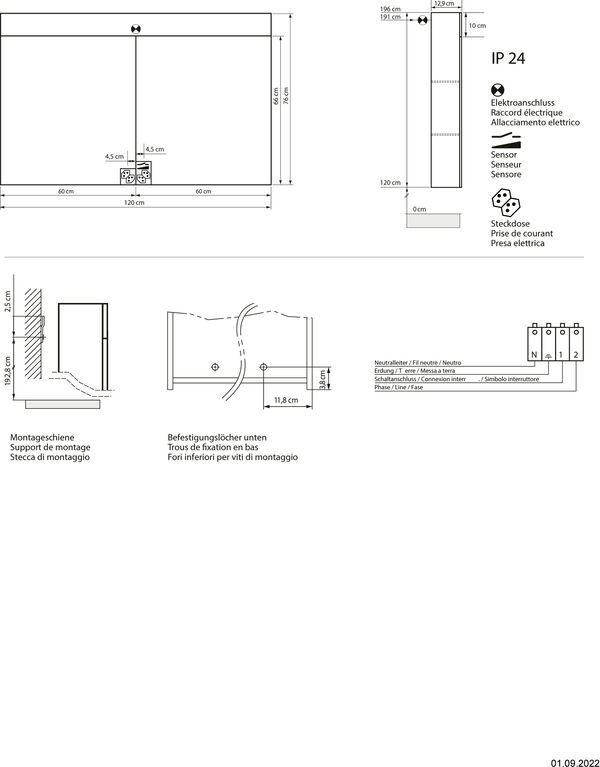Armoire de toilette Sidler Gradient LED AP Blanc couleur de lumière blanc chaud 3000 K image number 1