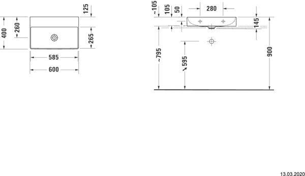 Auflegewaschtisch Duravit DuraSquare Compact 60 x 40 cm Weiss image number 1