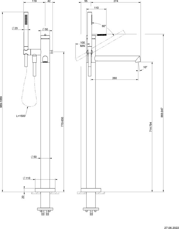 Bademischer Gessi Ingranaggio-Standmodell verchromt image number 1