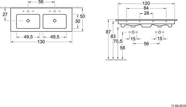 Lavabo double Venticello 130 x 50 cm Blanc Cleaneffekt image number 1