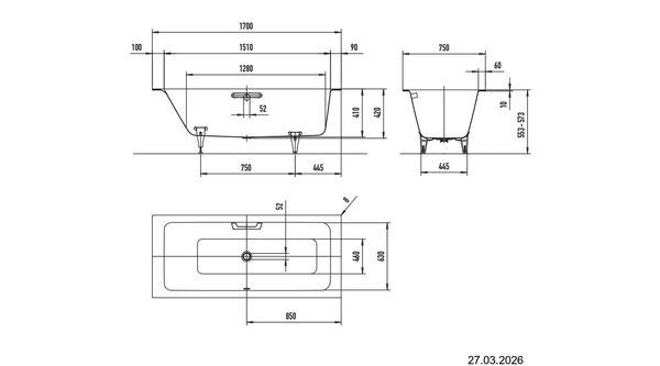 Baignoire Kaldewei Puro Next Combi Noir image number 1