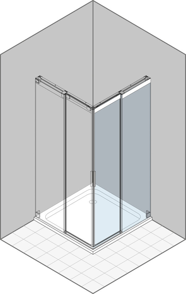Paroi diagonale Duka Acqua 5000 new Couleur acier inoxydable Verre clair avec s&eacute;rigraphie blanche au-dessus image number 0