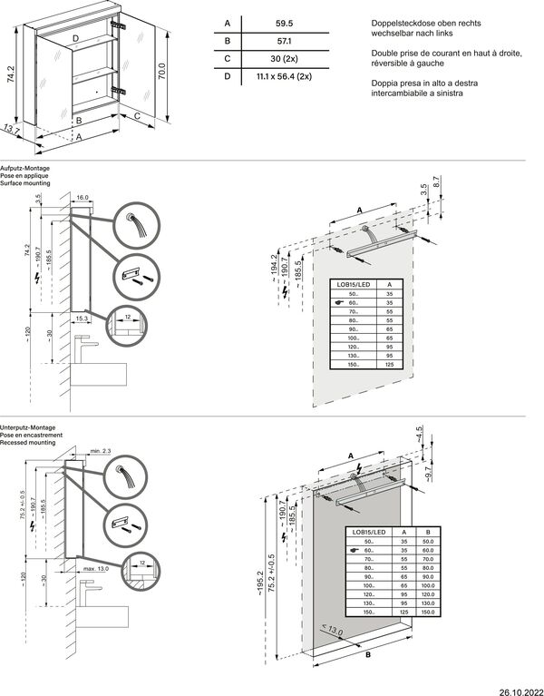 Armoire de toilette Schneider Low basic 15 LED Blanc couleur de lumière blanc neutre 4000 K image number 1