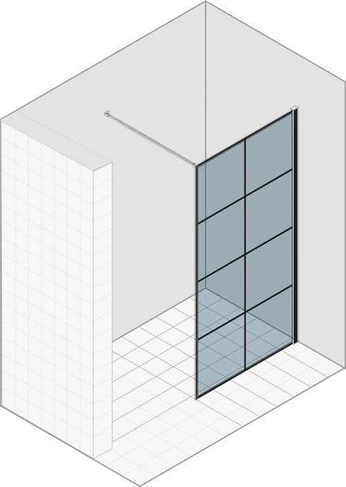 Paroi lat&eacute;rale &agrave; pose libre Duka Libero 3000 "factory design" Noir Verre clair ProCare